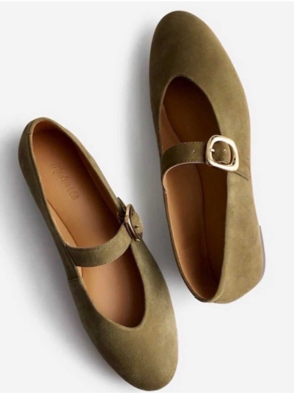 Madewell Remy Olive Green Mary Jane Suede Ballet Flats